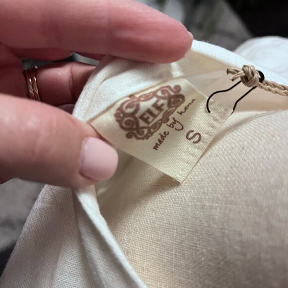 Bali Elf Handmade S White Oleana Dress 100% linen - Picture 3 of 6